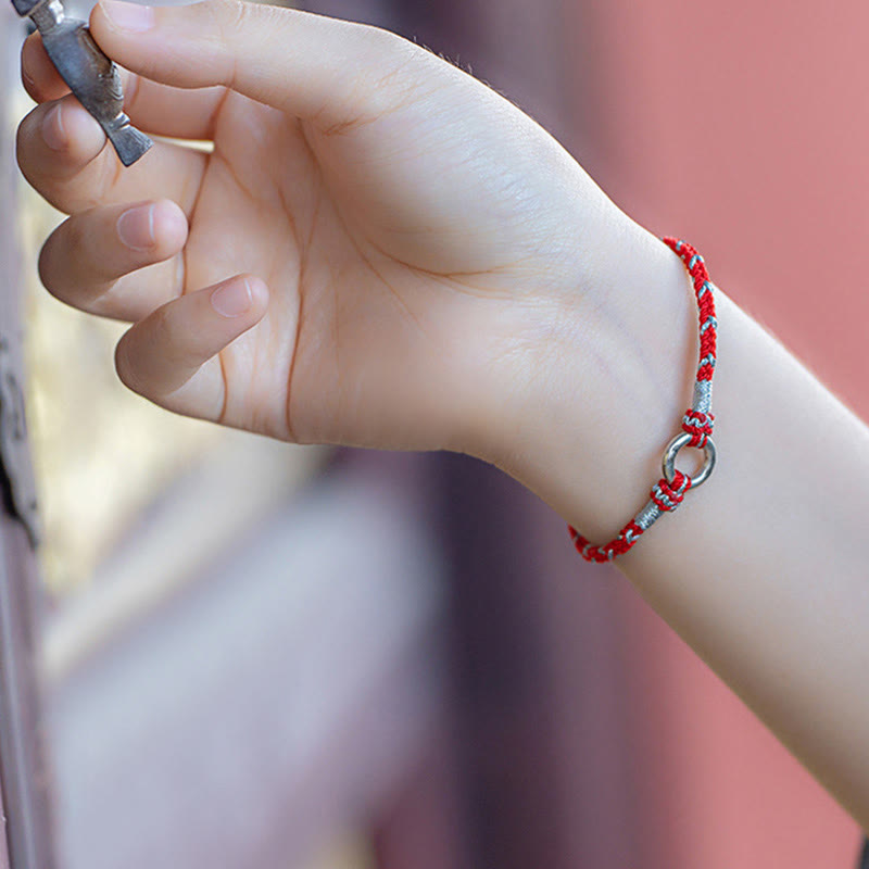 Wear FengShui 925 Sterling Silver Peace Buckle Luck String Bracelet