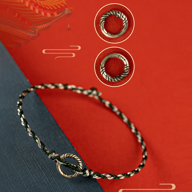 Wear FengShui 925 Sterling Silver Peace Buckle Luck String Bracelet