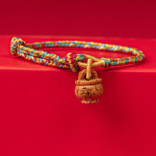 Wear FengShui Peach Wood Fu Character Safe And Well Wealth Bracelet