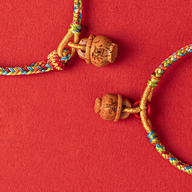 Wear FengShui Peach Wood Fu Character Safe And Well Wealth Bracelet