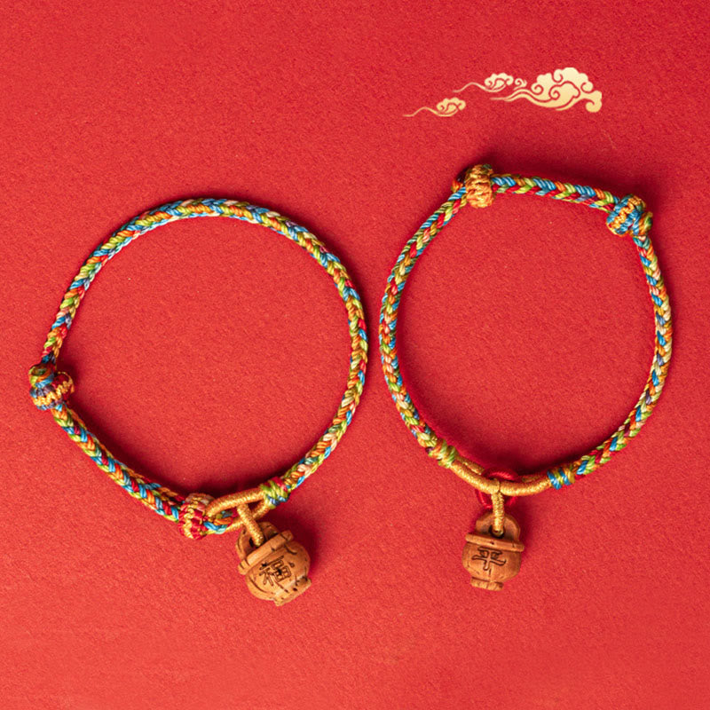 Wear FengShui Peach Wood Fu Character Safe And Well Wealth Bracelet