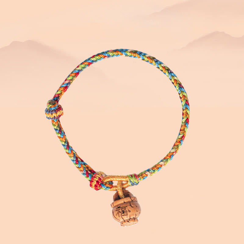 Wear FengShui Peach Wood Fu Character Safe And Well Wealth Bracelet