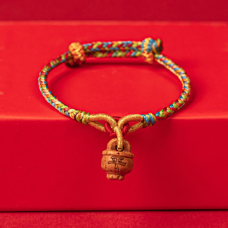Wear FengShui Peach Wood Fu Character Safe And Well Wealth Bracelet