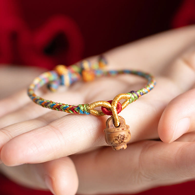 Wear FengShui Peach Wood Fu Character Safe And Well Wealth Bracelet