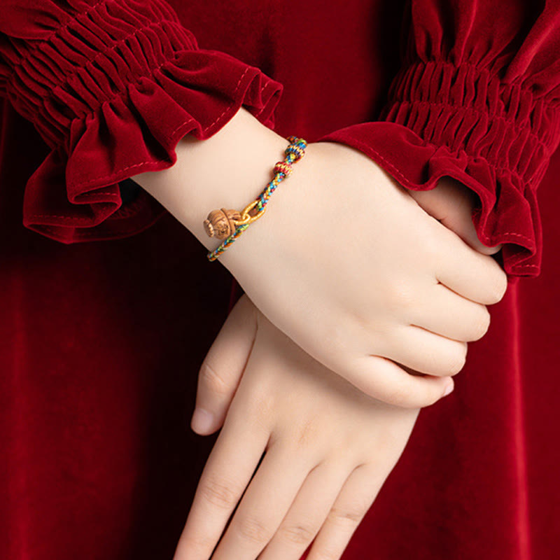 Wear FengShui Peach Wood Fu Character Safe And Well Wealth Bracelet