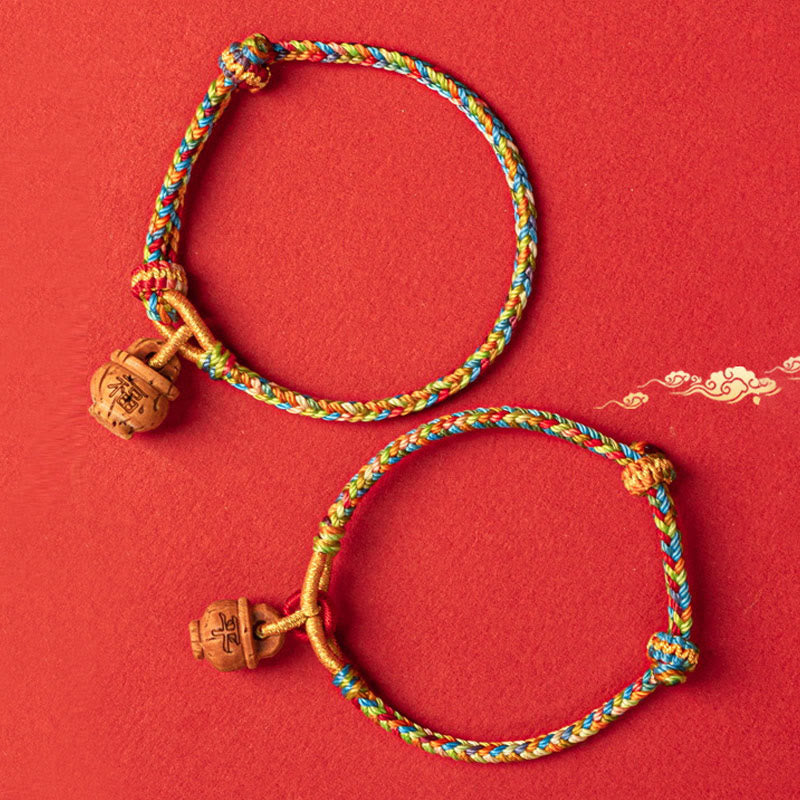 Wear FengShui Peach Wood Fu Character Safe And Well Wealth Bracelet