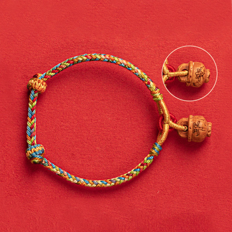 Wear FengShui Peach Wood Fu Character Safe And Well Wealth Bracelet