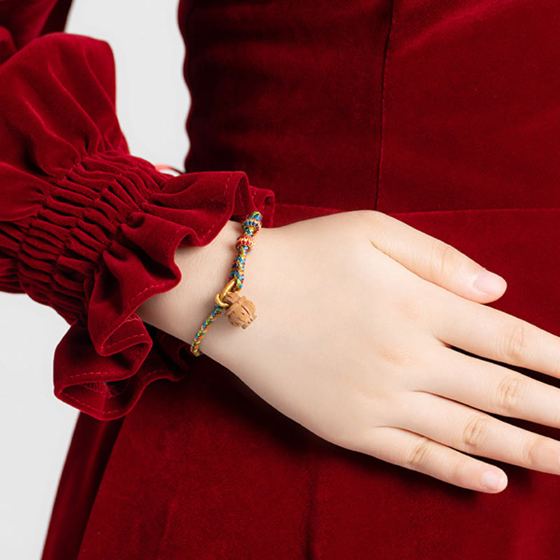 Wear FengShui Peach Wood Fu Character Safe And Well Wealth Bracelet