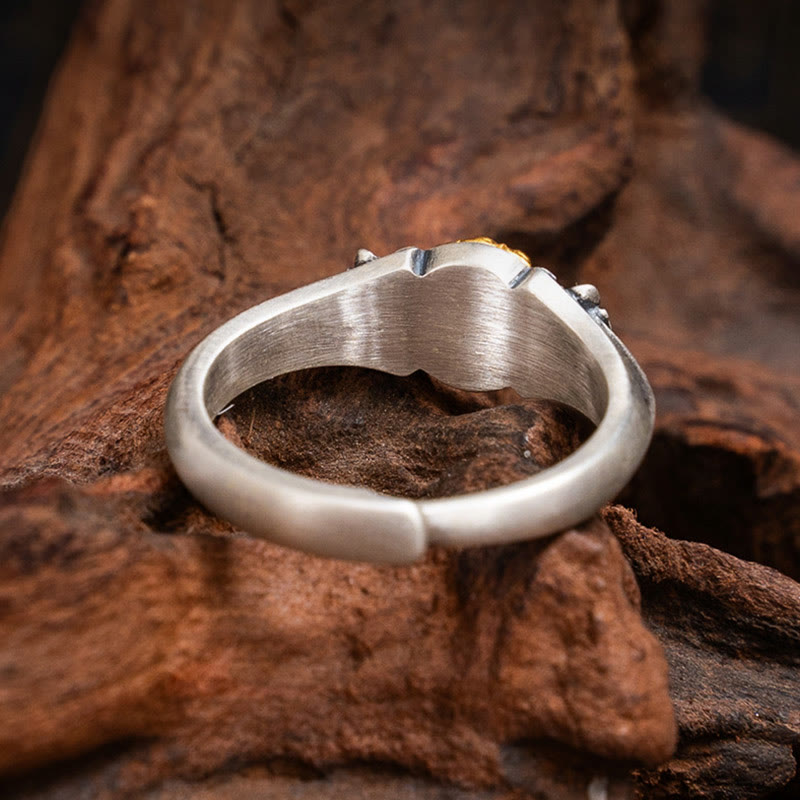 Wear FengShui 925 Sterling Silver Plated Gold Bodhisattva Tara Protection Adjustable Ring