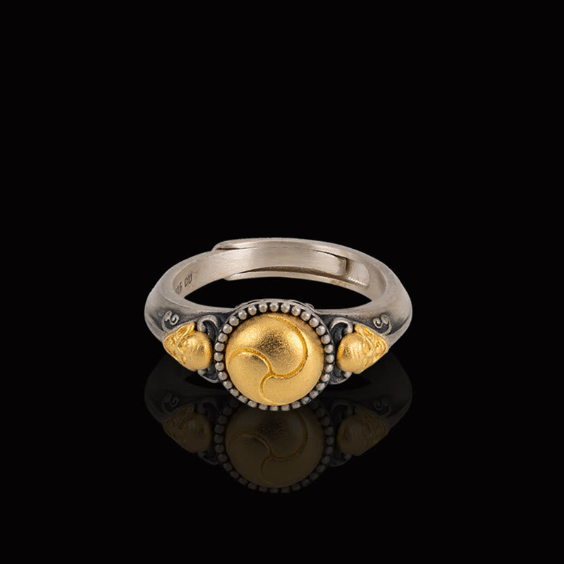 Wear FengShui 925 Sterling Silver Plated Gold Skeleton Balance Adjustable Ring