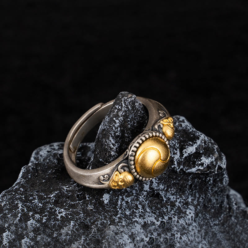 Wear FengShui 925 Sterling Silver Plated Gold Skeleton Balance Adjustable Ring