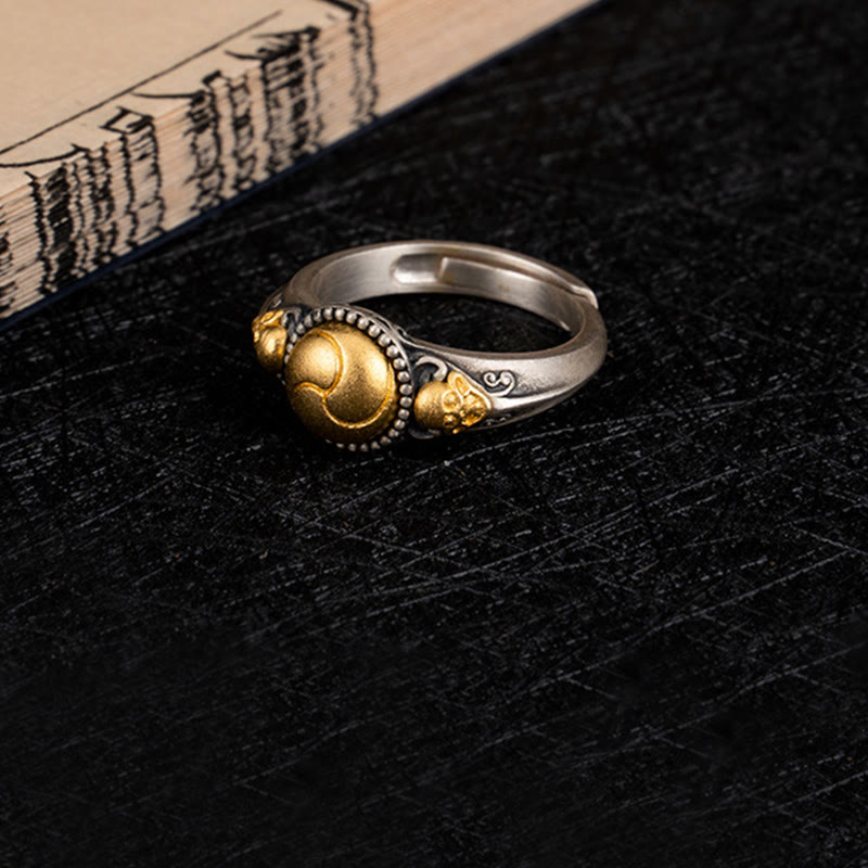 Wear FengShui 925 Sterling Silver Plated Gold Skeleton Balance Adjustable Ring