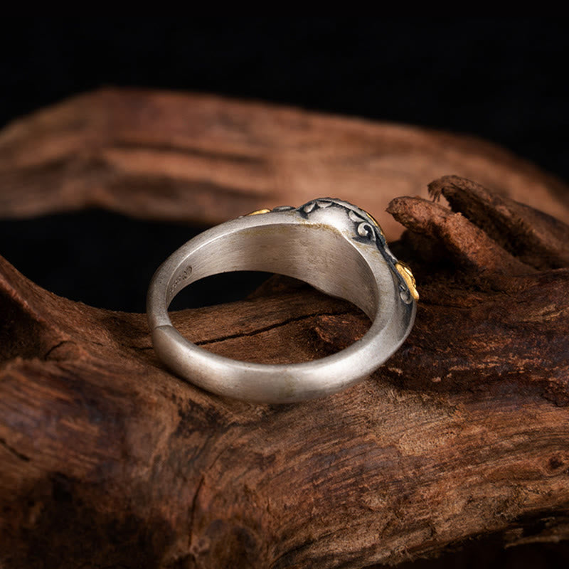 Wear FengShui 925 Sterling Silver Plated Gold Skeleton Balance Adjustable Ring