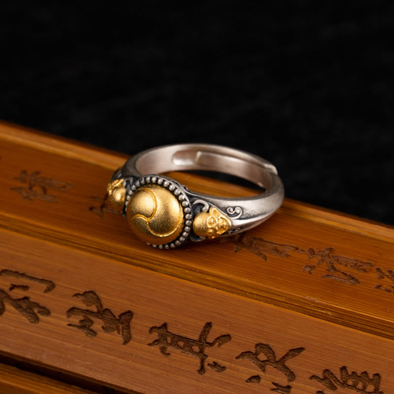 Wear FengShui 925 Sterling Silver Plated Gold Skeleton Balance Adjustable Ring