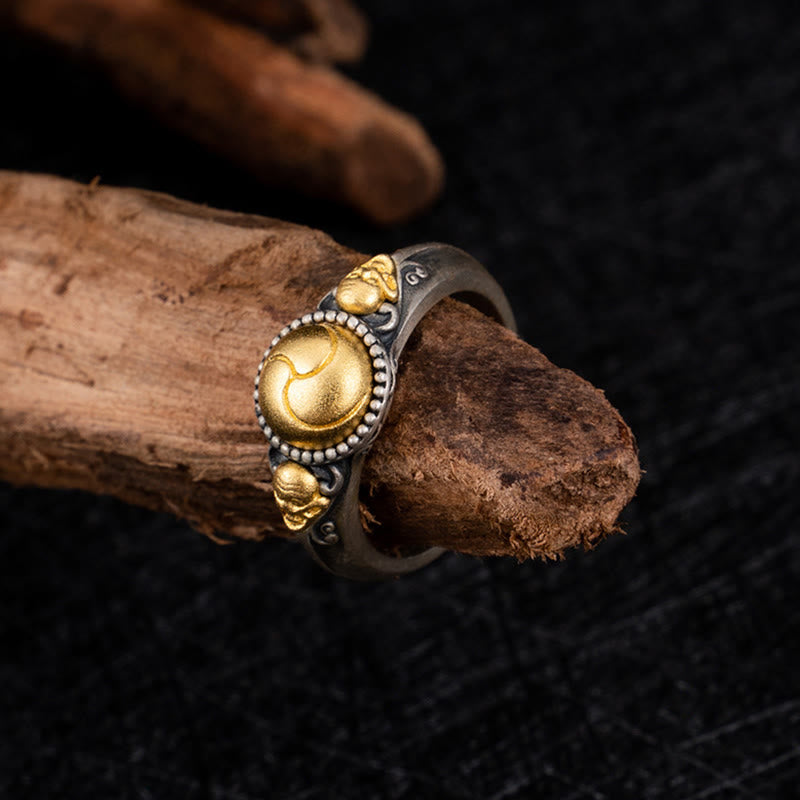 Wear FengShui 925 Sterling Silver Plated Gold Skeleton Balance Adjustable Ring