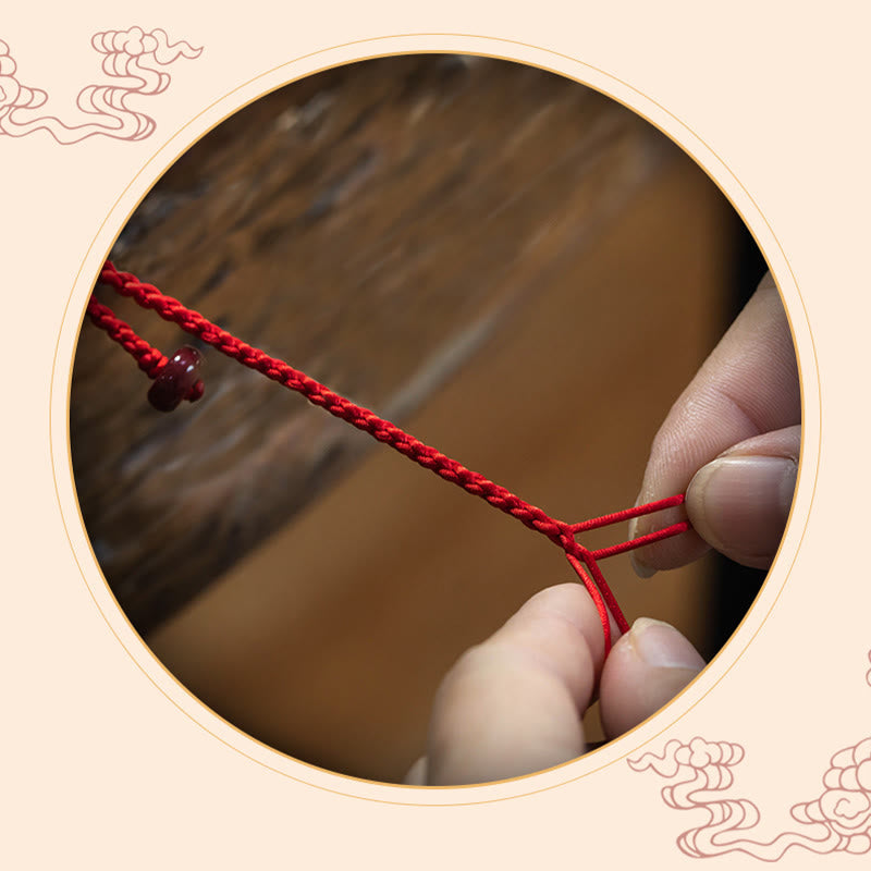 Wear FengShui Natural Cinnabar Calm Blessing Red String Belly Chain