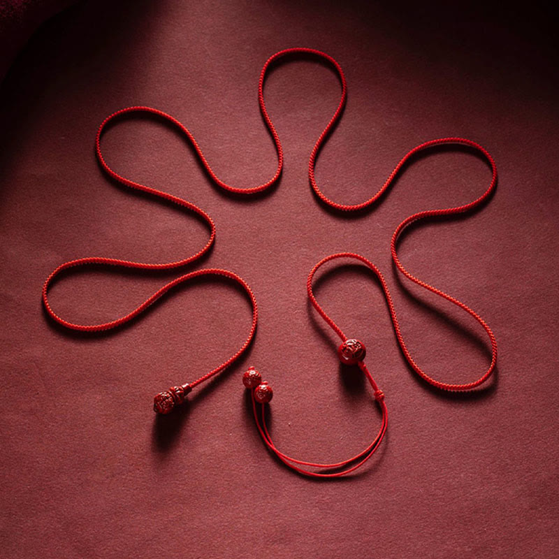 Wear FengShui Natural Cinnabar Chinese Zodiac Gourd Calm Blessing Red String Belly Chain