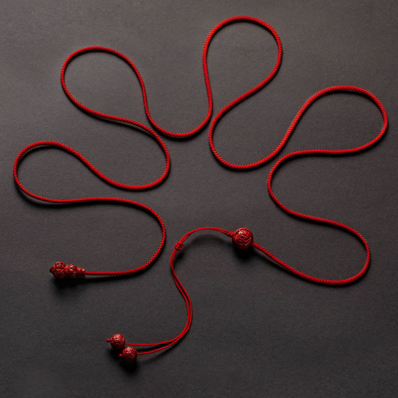 Wear FengShui Natural Cinnabar Chinese Zodiac Gourd Calm Blessing Red String Belly Chain