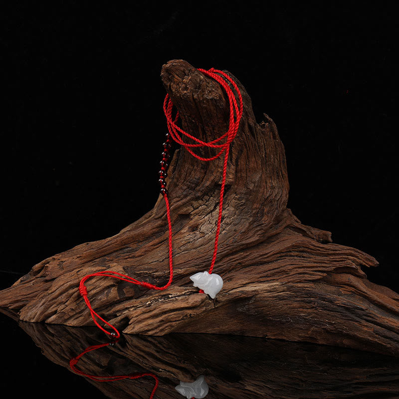 Wear FengShui Chinese Zodiac Natural Garnet Peace Buckle Blessing Red String Belly Chain