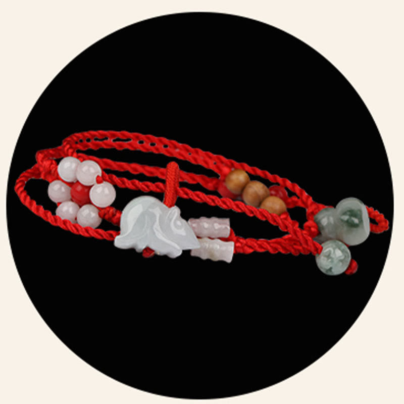 Wear FengShui Chinese Zodiac Peach Wood Blessing Red String Belly Chain