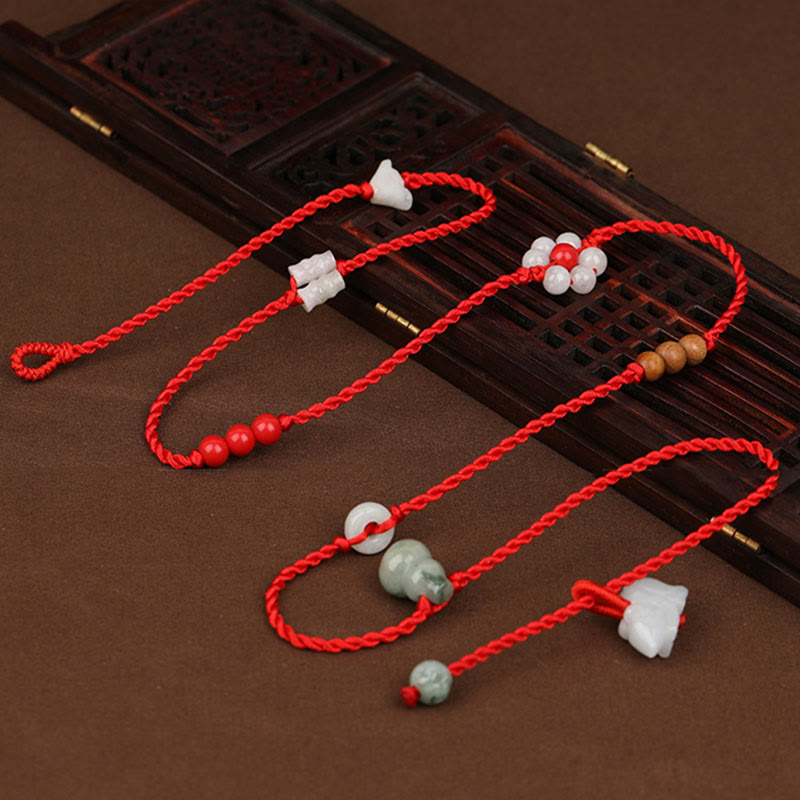 Wear FengShui Chinese Zodiac Peach Wood Blessing Red String Belly Chain