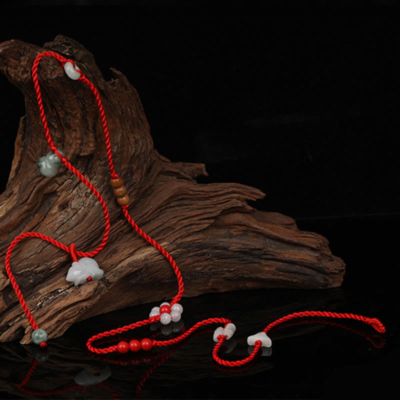 Wear FengShui Chinese Zodiac Peach Wood Blessing Red String Belly Chain