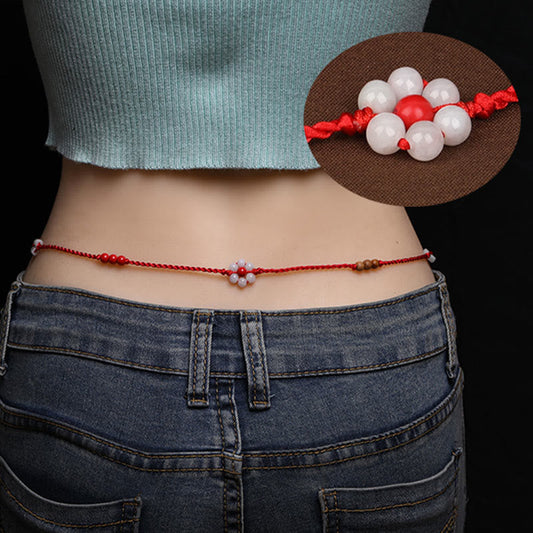 Wear FengShui Chinese Zodiac Peach Wood Blessing Red String Belly Chain