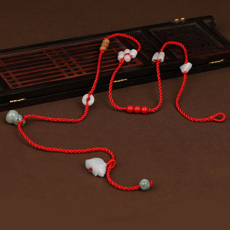 Wear FengShui Chinese Zodiac Peach Wood Blessing Red String Belly Chain