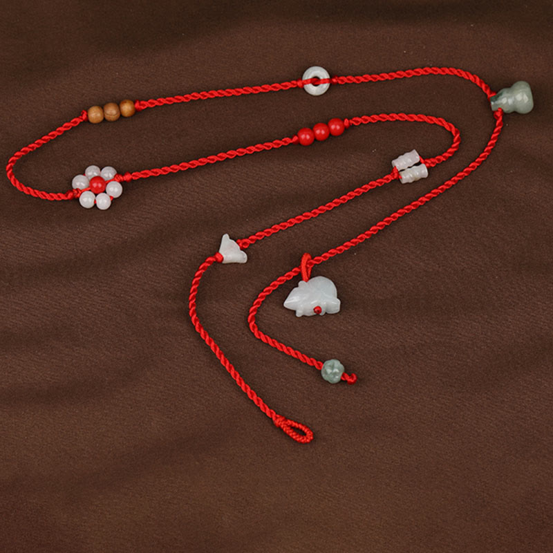 Wear FengShui Chinese Zodiac Peach Wood Blessing Red String Belly Chain