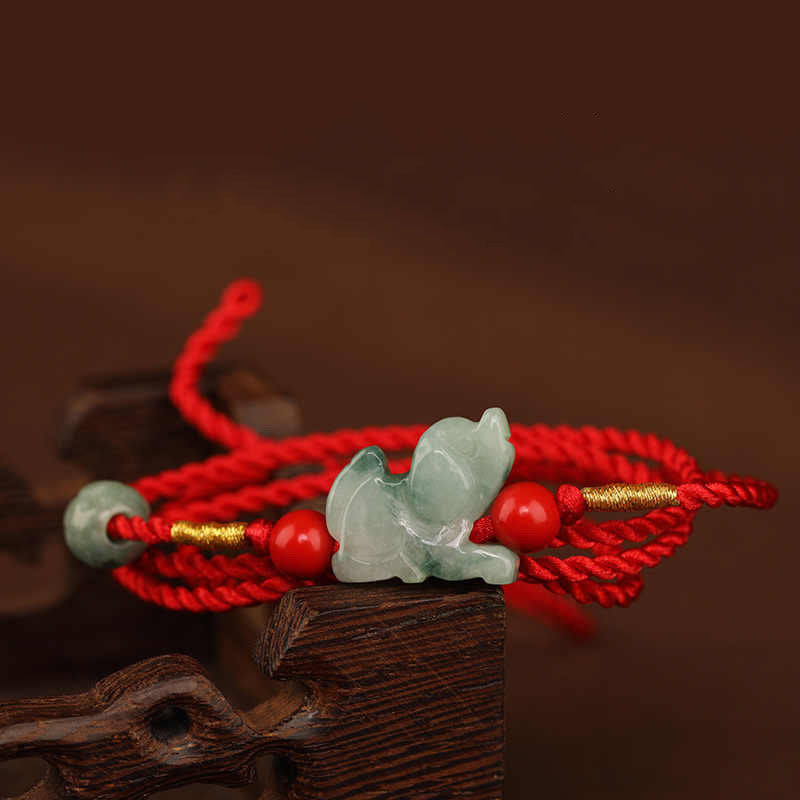Wear FengShui Jade Peace Buckle Blessing Red String Belly Chain