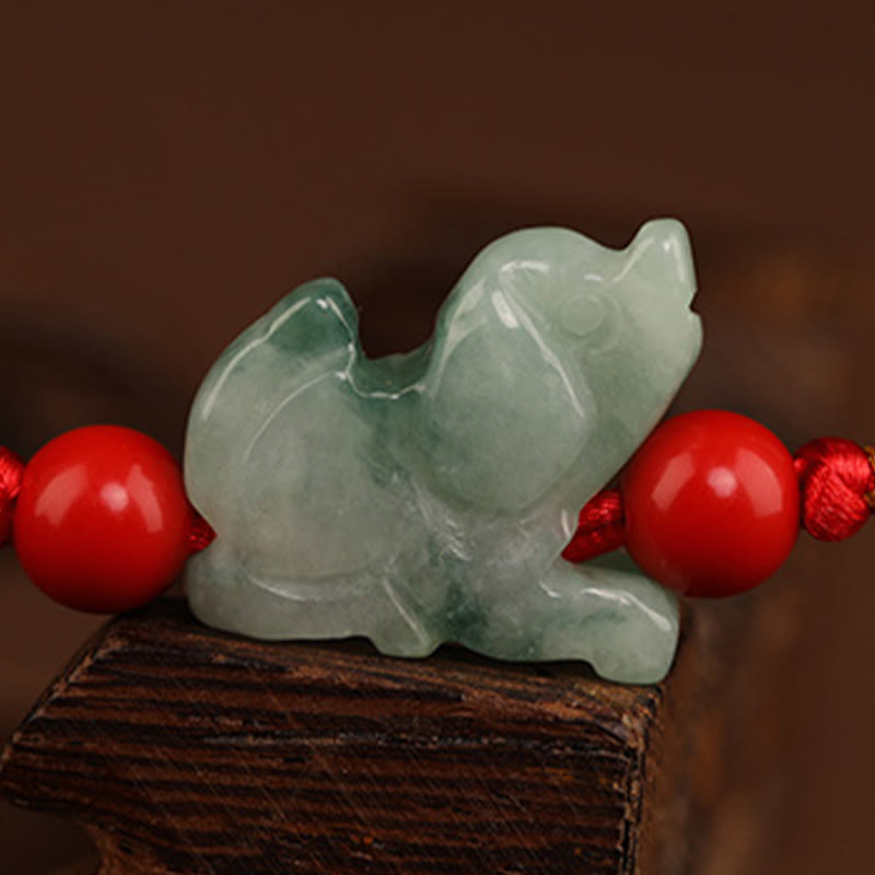 Wear FengShui Jade Peace Buckle Blessing Red String Belly Chain
