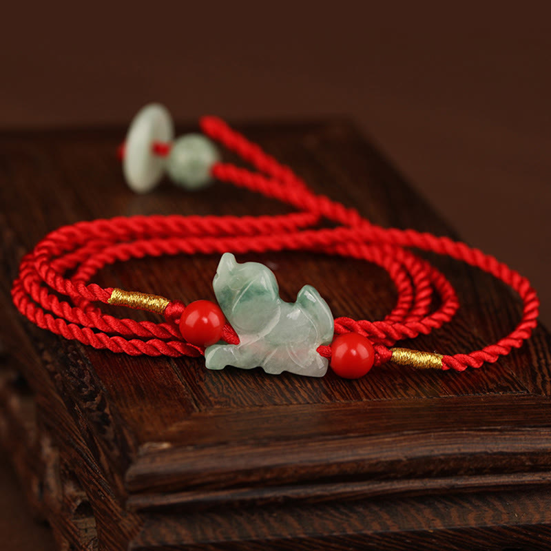 Wear FengShui Jade Peace Buckle Blessing Red String Belly Chain