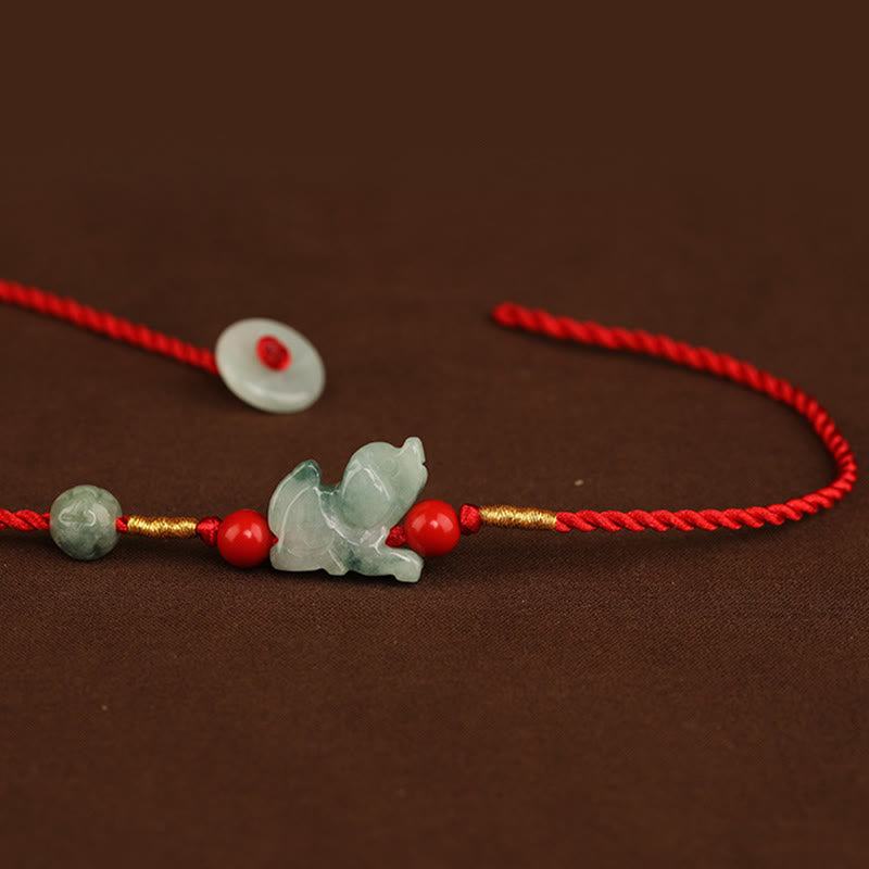 Wear FengShui Jade Peace Buckle Blessing Red String Belly Chain