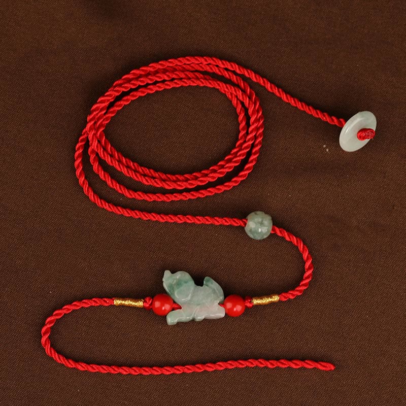 Wear FengShui Jade Peace Buckle Blessing Red String Belly Chain
