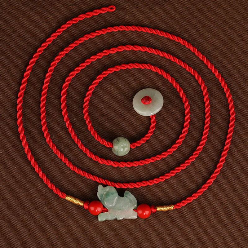 Wear FengShui Jade Peace Buckle Blessing Red String Belly Chain