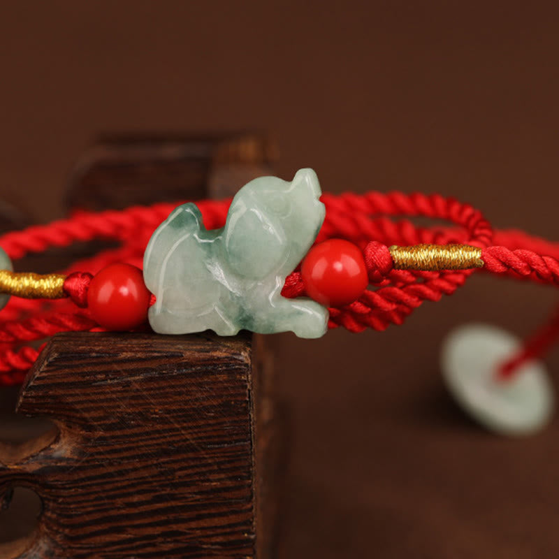 Wear FengShui Jade Peace Buckle Blessing Red String Belly Chain