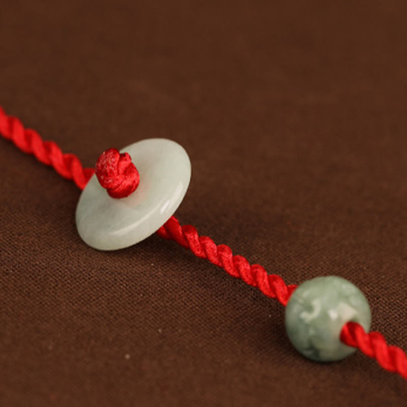 Wear FengShui Jade Peace Buckle Blessing Red String Belly Chain