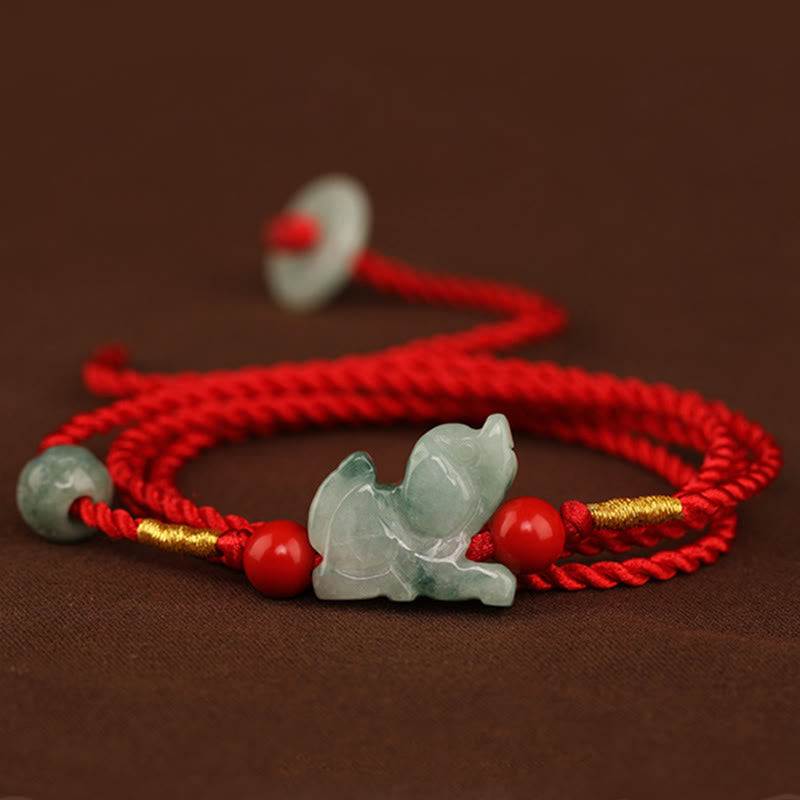Wear FengShui Jade Peace Buckle Blessing Red String Belly Chain