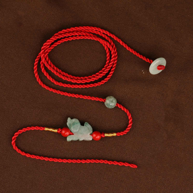 Wear FengShui Jade Peace Buckle Blessing Red String Belly Chain