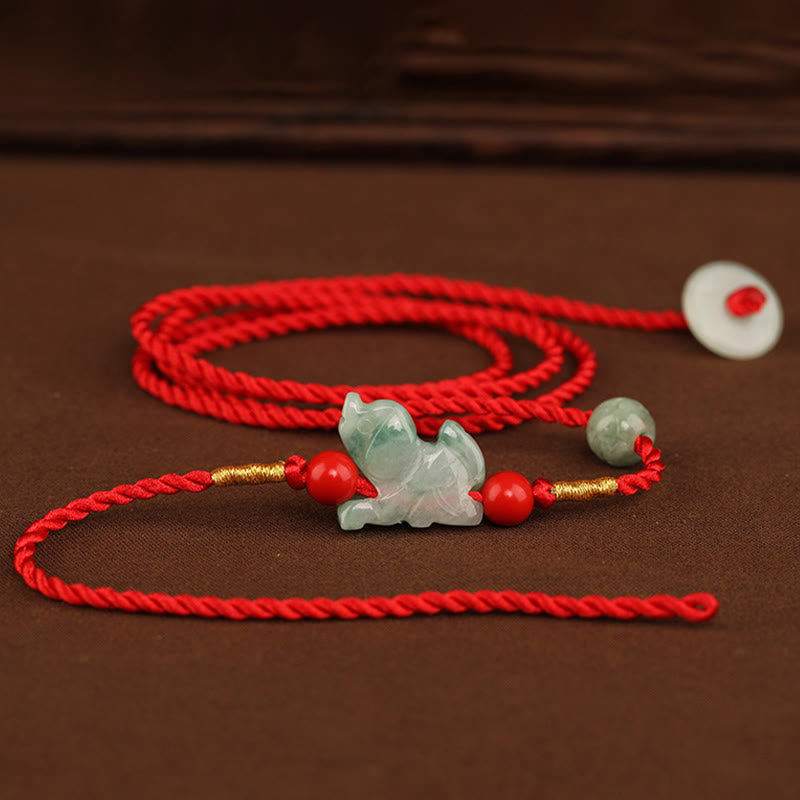Wear FengShui Jade Peace Buckle Blessing Red String Belly Chain