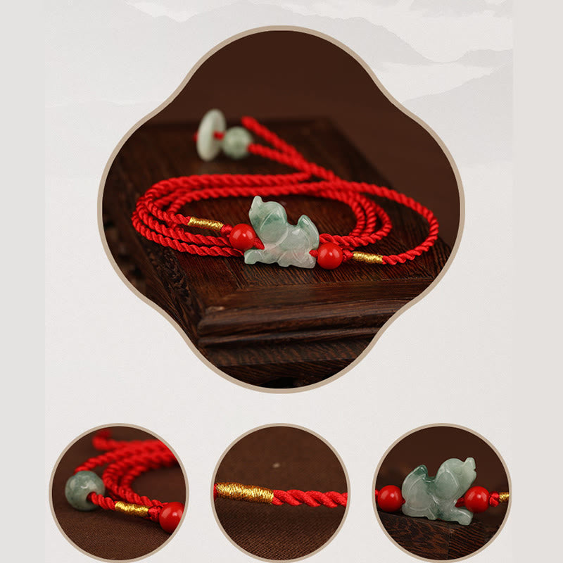 Wear FengShui Jade Peace Buckle Blessing Red String Belly Chain