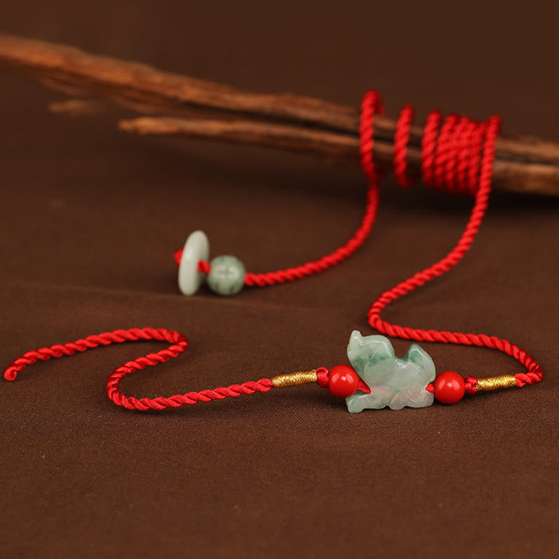 Wear FengShui Jade Peace Buckle Blessing Red String Belly Chain