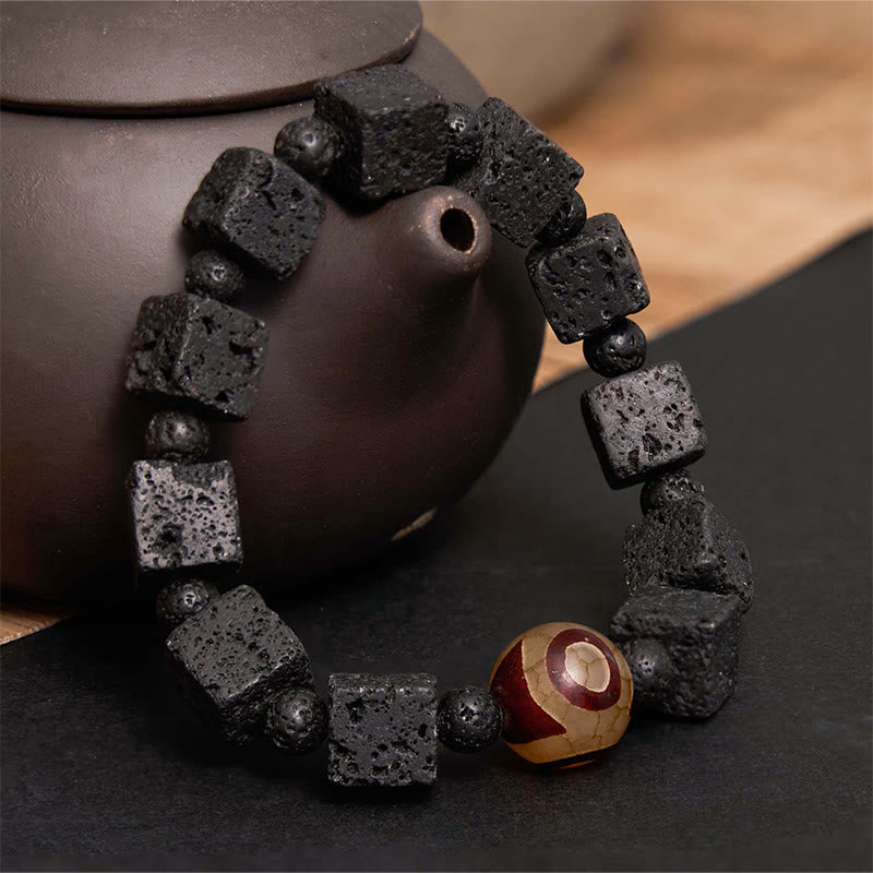 Wear FengShui Lava Rock Dzi Bead Healing Bracelet