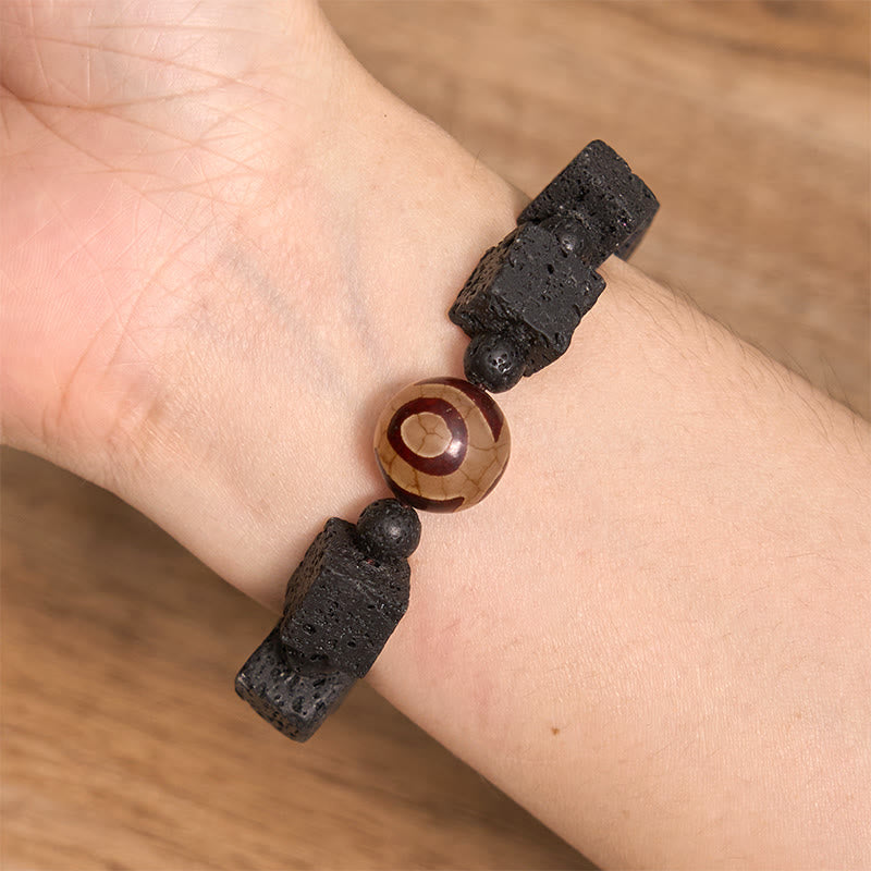 Wear FengShui Lava Rock Dzi Bead Healing Bracelet