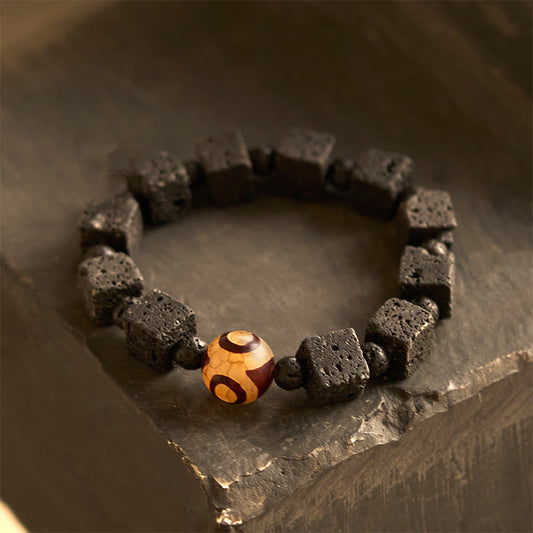 Wear FengShui Lava Rock Dzi Bead Healing Bracelet