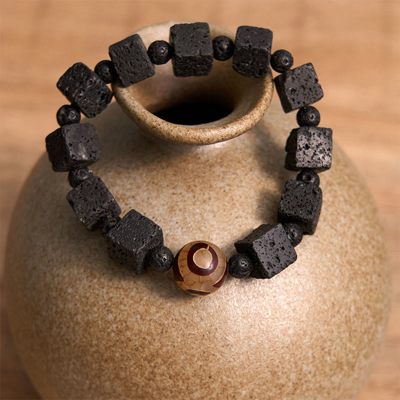 Wear FengShui Lava Rock Dzi Bead Healing Bracelet