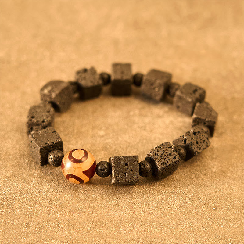 Wear FengShui Lava Rock Dzi Bead Healing Bracelet