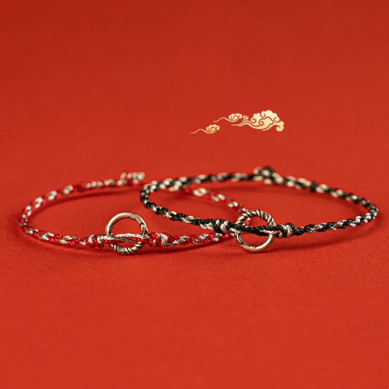 Wear FengShui 925 Sterling Silver Peace Buckle Luck String Bracelet