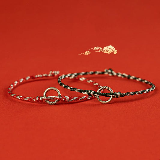 Wear FengShui 925 Sterling Silver Peace Buckle Luck String Bracelet