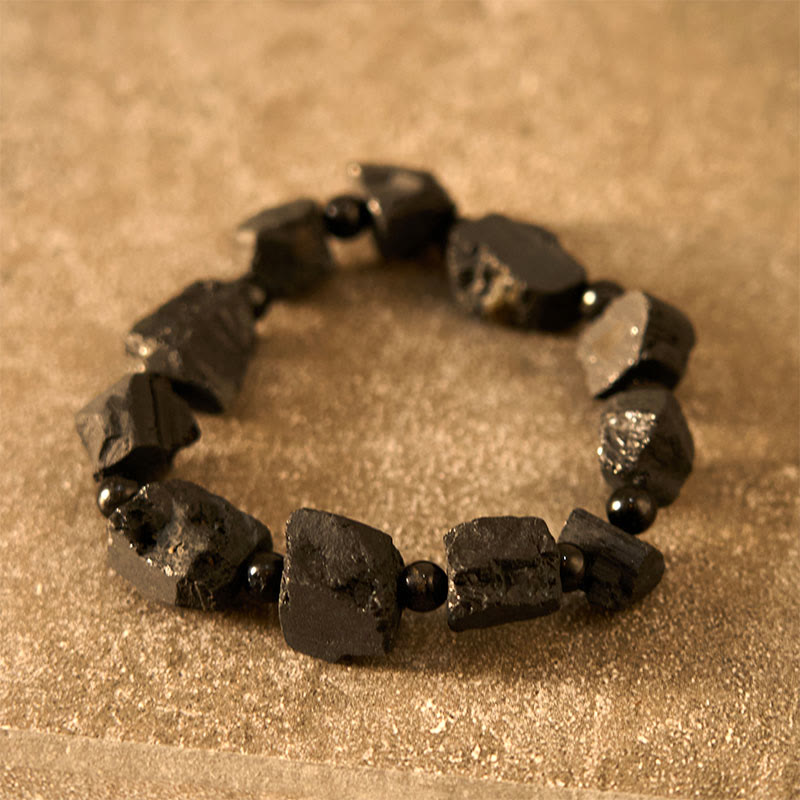 Wear FengShui Black Tourmaline Irregular Stone Positive Bracelet